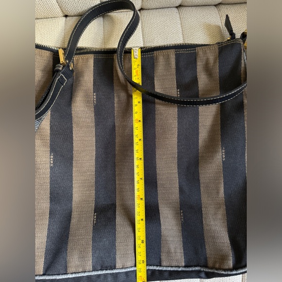 Fendi Black Brown Pequin Canvas Shoulder Bag - Picture 14 of 16